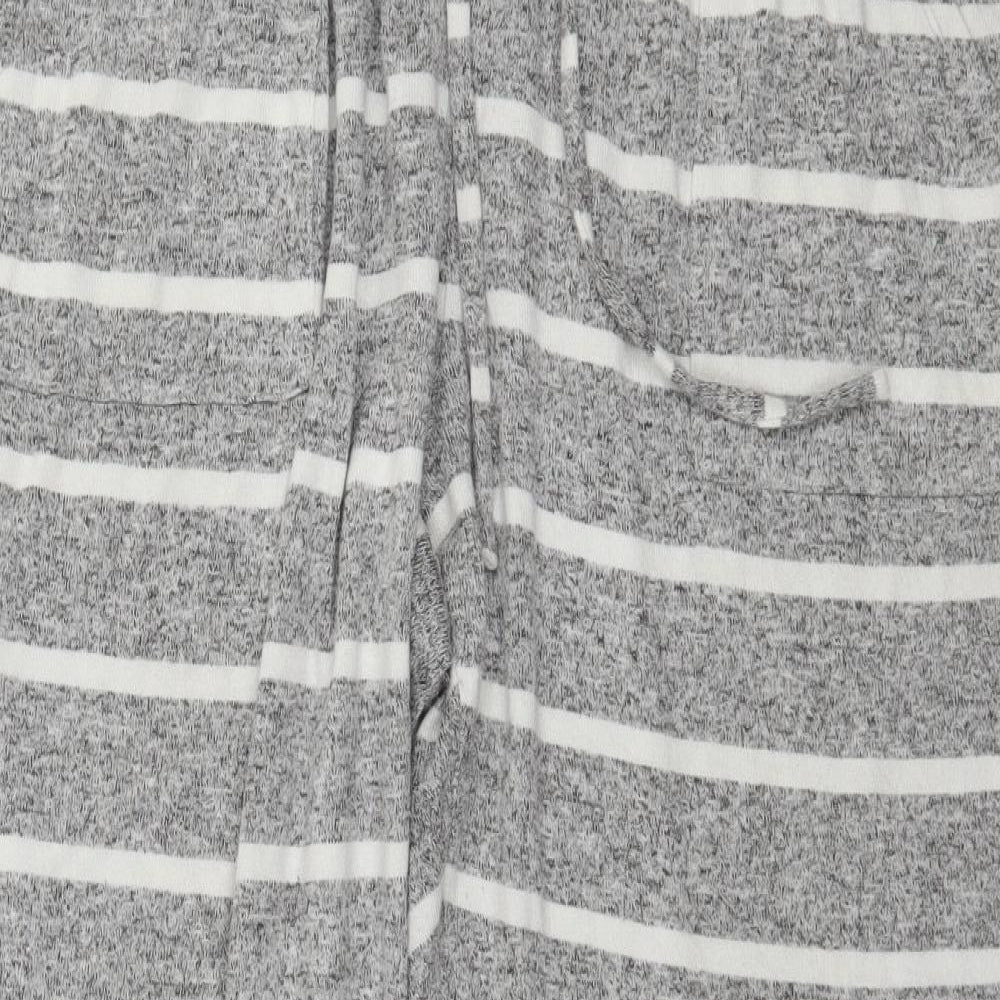 Marks and Spencer Womens Grey Striped Knit Capri Pyjama Pants Size 16