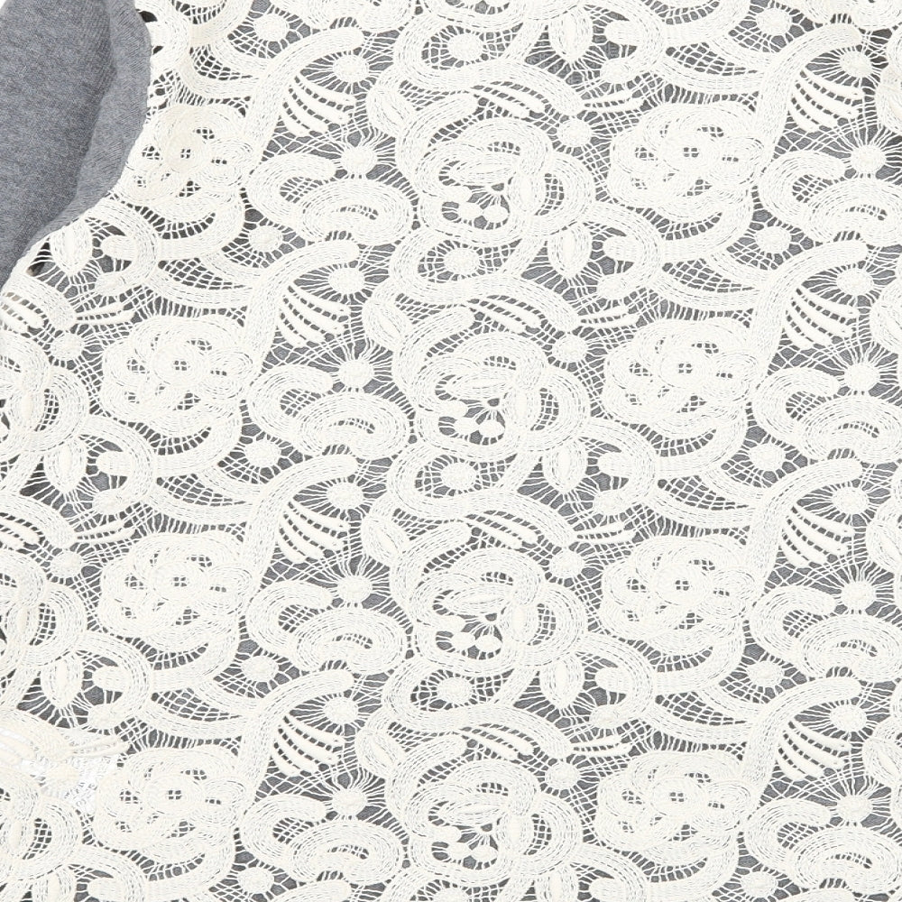 Marks and Spencer Womens Grey  Knit Basic T-Shirt Size 8  - Lace back