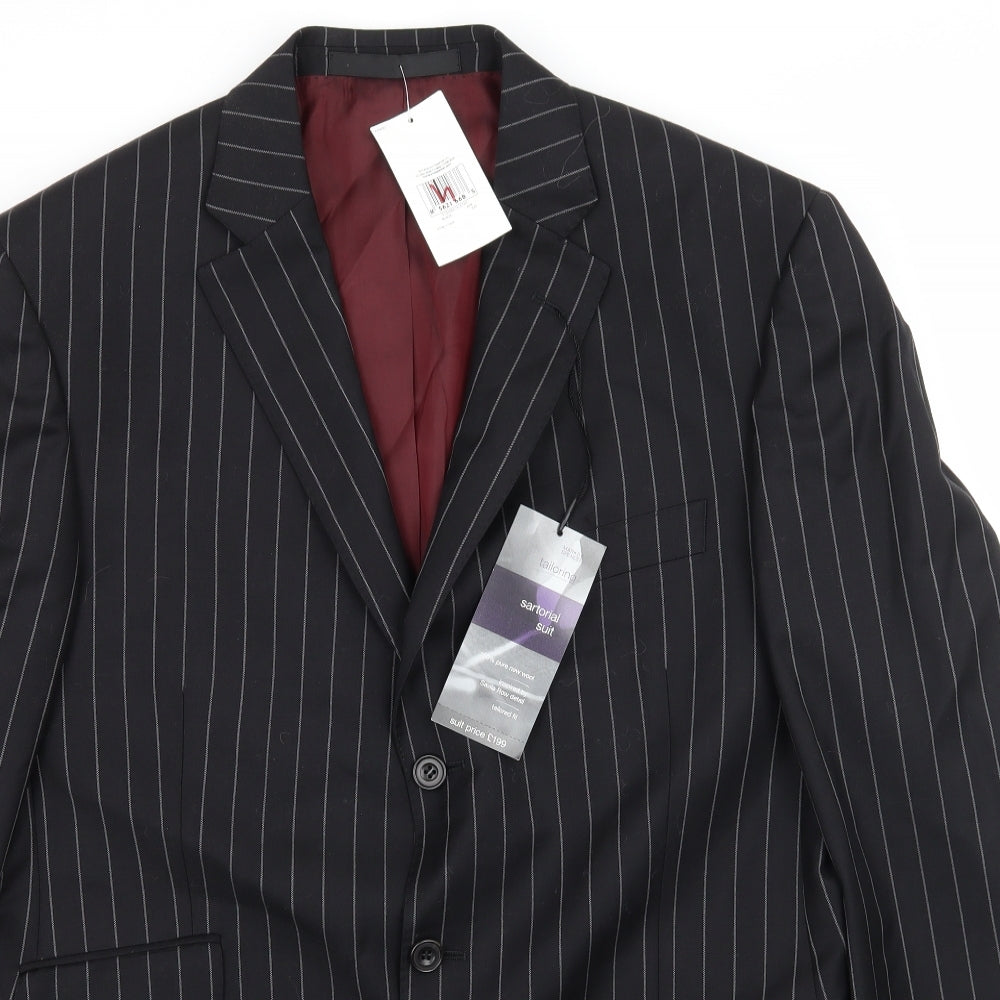 Marks and Spencer Mens Black Striped  Jacket Suit Jacket Size L