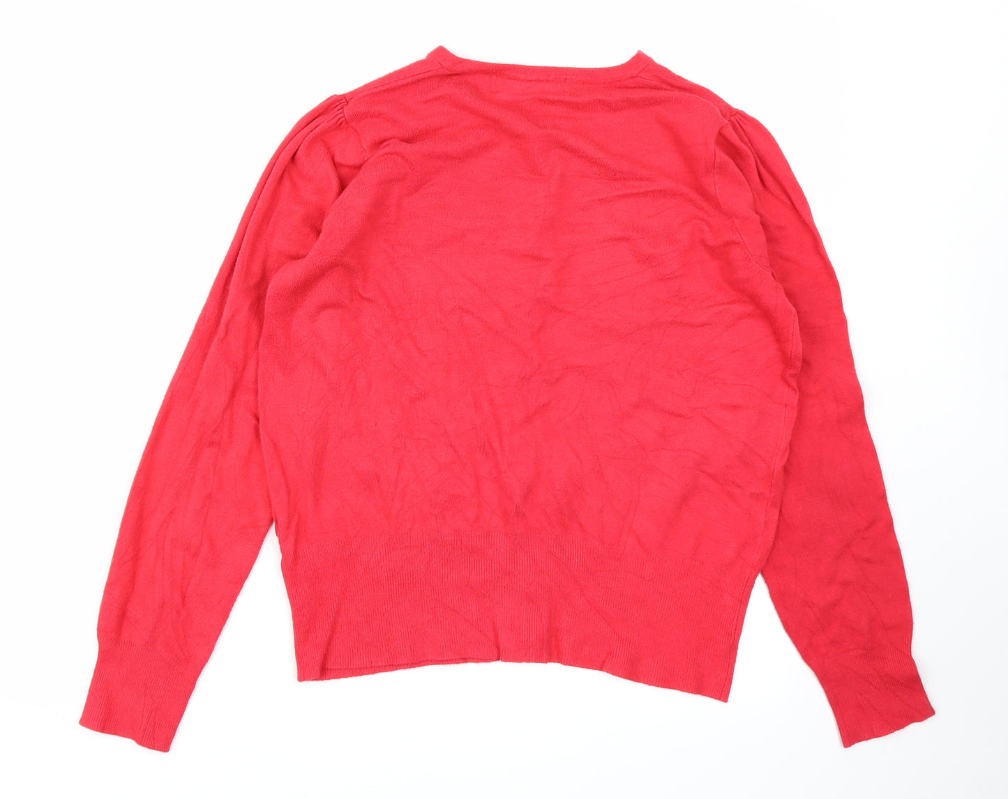 M&S Collection Womens Red  Knit Cardigan Jumper Size 14