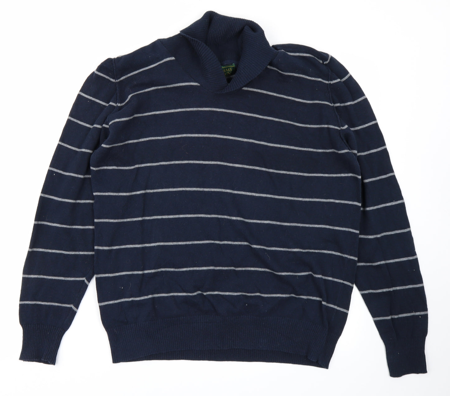 Williams & Brown Mens Blue Striped Knit Pullover Jumper Size M