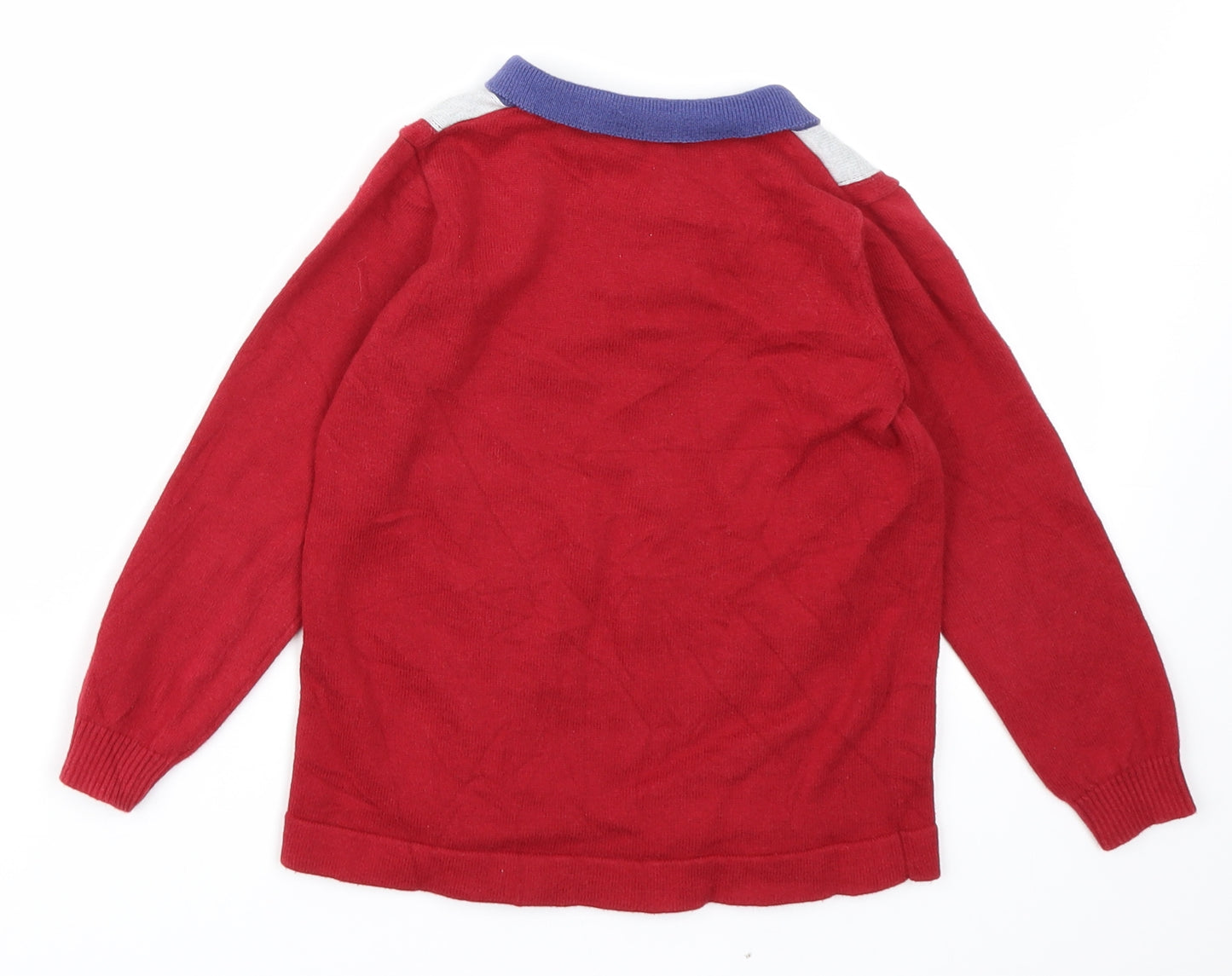 M&Co Boys Red Colourblock Knit Basic Polo Size 4-5 Years