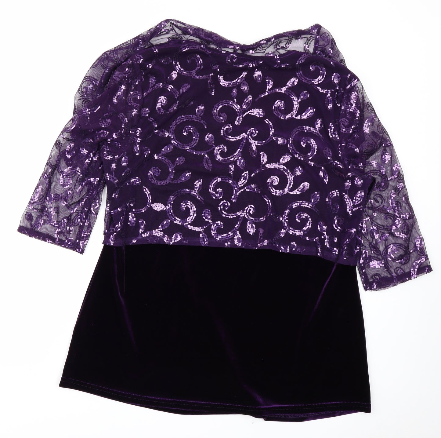 BM Womens Purple  Velour Basic T-Shirt Size 18