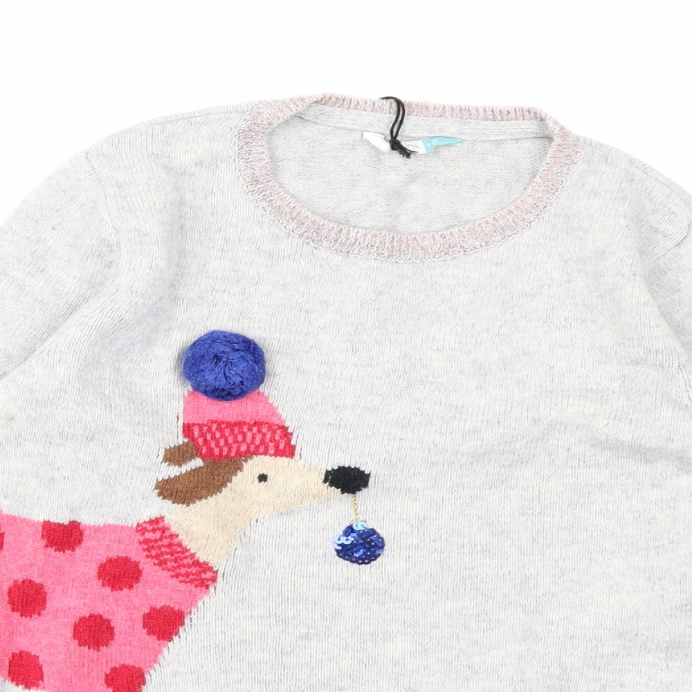 John Lewis Girls Grey  Knit Pullover Jumper Size 10 Years