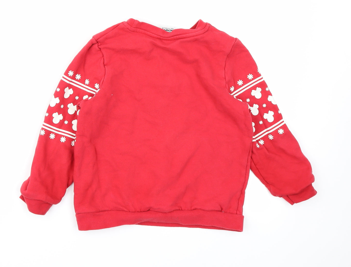 Disney Girls Red Fair Isle  Pullover Sweatshirt Size 6-7 Years  - Minnie Mouse