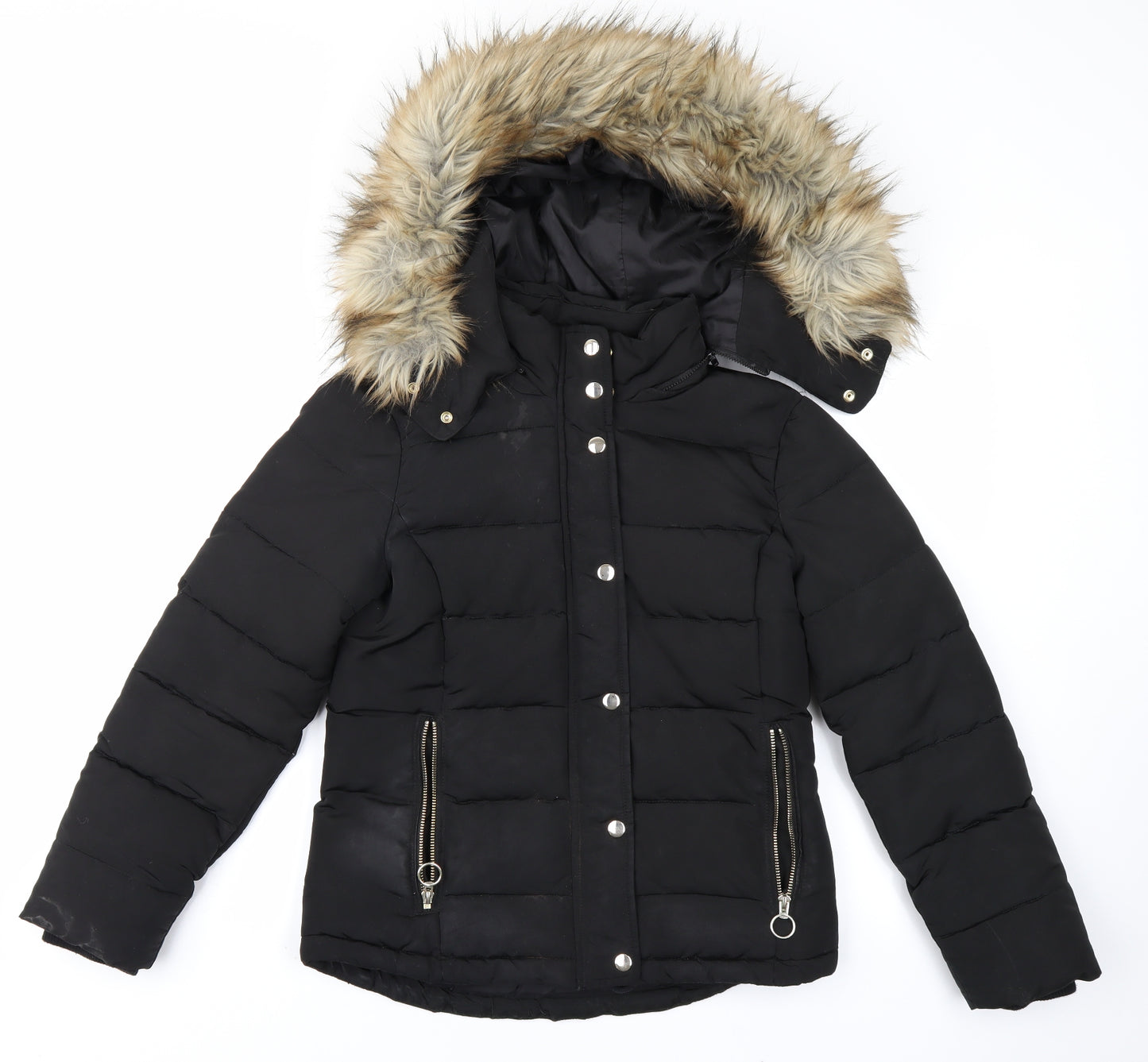 Topshop Womens Black   Parka Coat Size 8