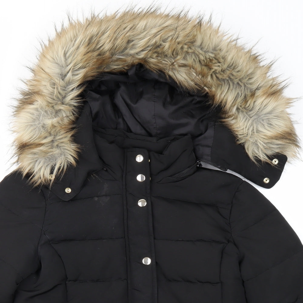 Topshop Womens Black   Parka Coat Size 8