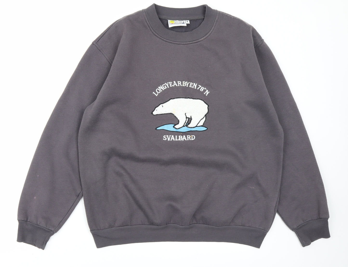 Midnight Sun Design Womens Grey   Pullover Sweatshirt Size S