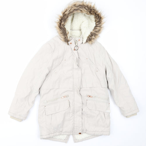 George Girls Beige   Parka Coat Size 8-9 Years