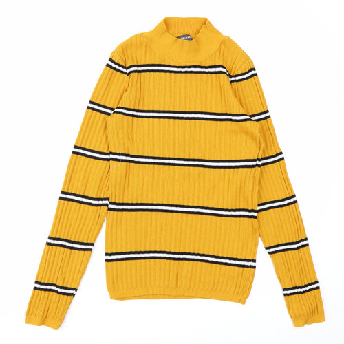 Primark Womens Yellow Striped Knit Pullover Jumper Size S