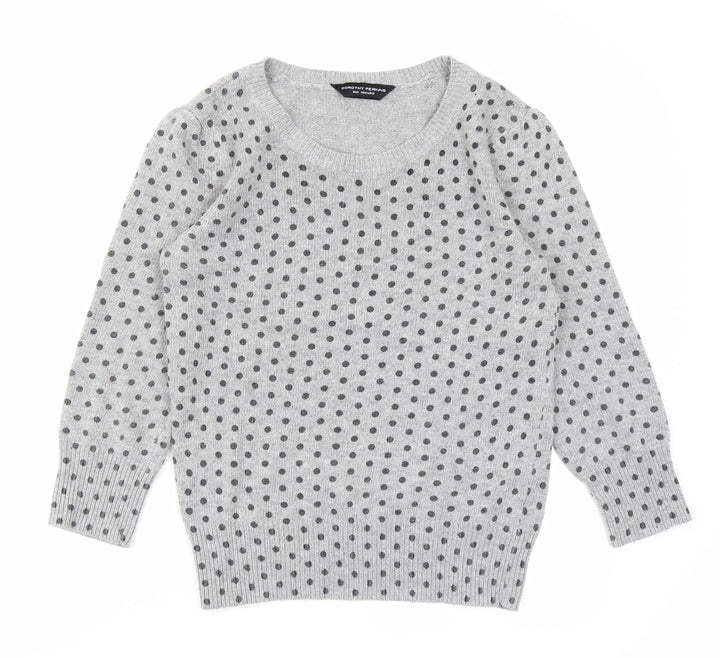 Dorothy Perkins Womens Grey Polka Dot  Pullover Jumper Size 8