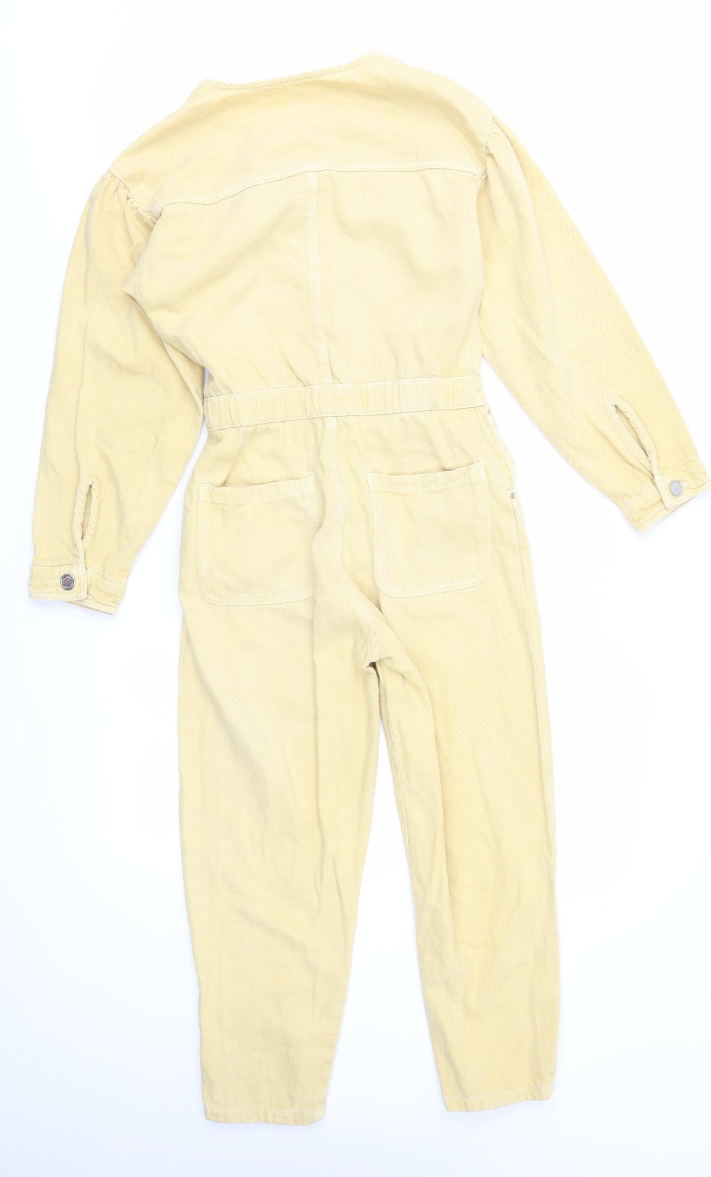 Zara Womens Yellow  Denim Playsuit One-Piece Size 10