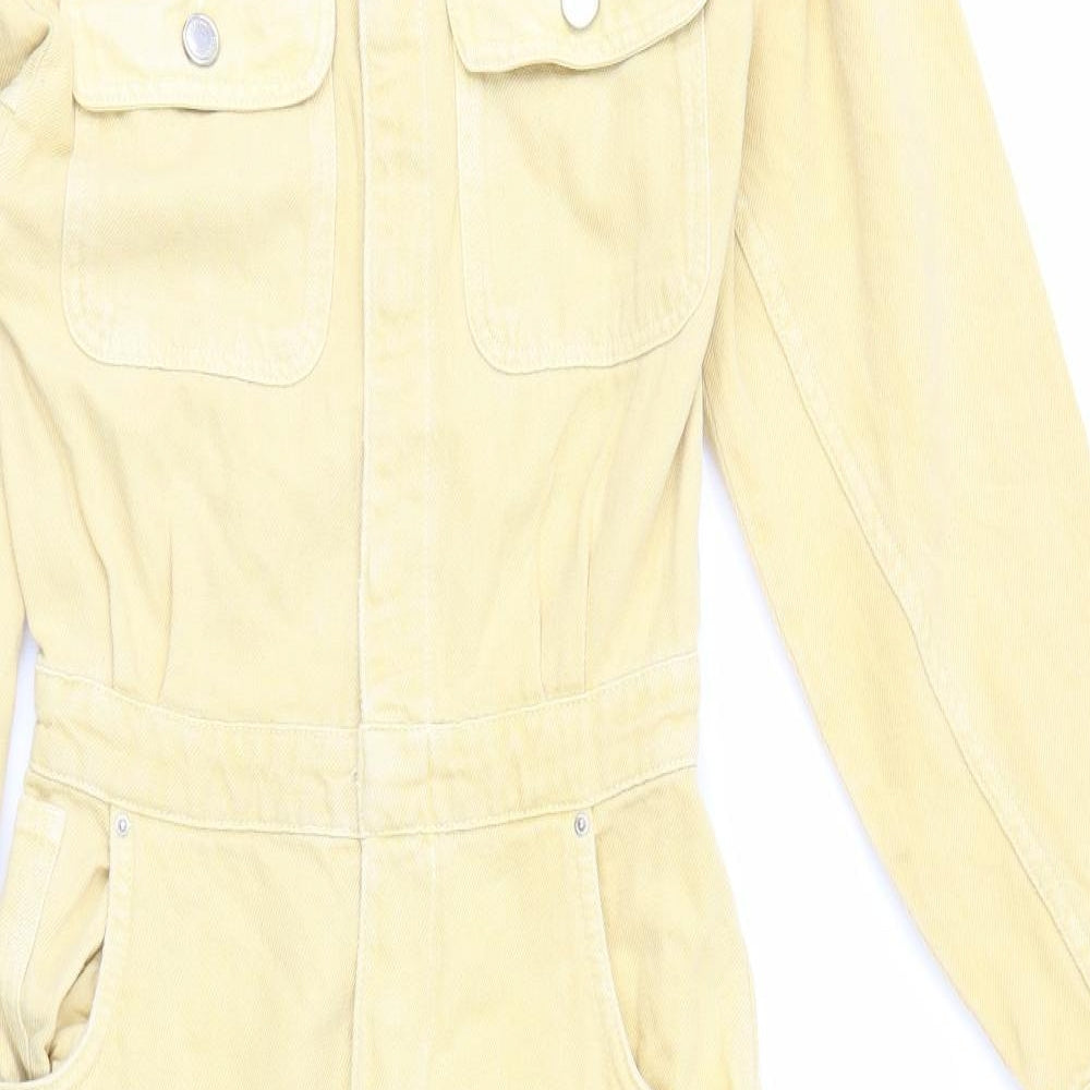 Zara Womens Yellow  Denim Playsuit One-Piece Size 10