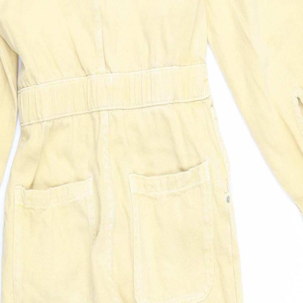 Zara Womens Yellow  Denim Playsuit One-Piece Size 10