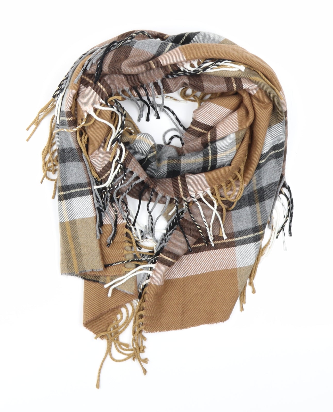 M&S Womens Brown Plaid   Scarf
