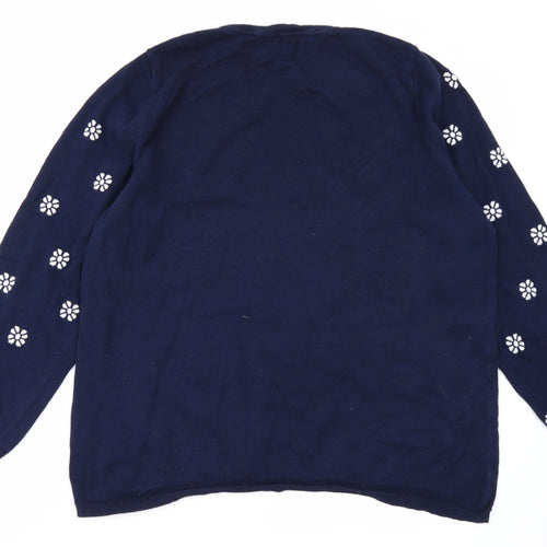 Bonmarché Womens Blue Floral  Pullover Jumper Size M