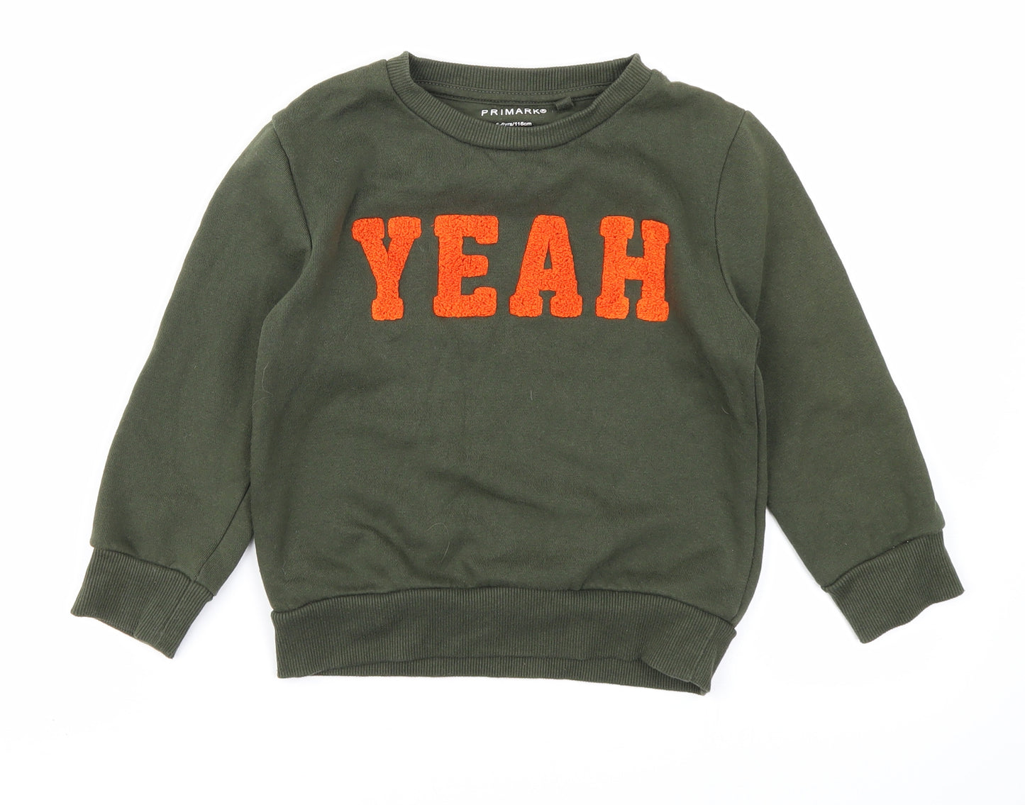 Primark Boys Green   Pullover Sweatshirt Size 5-6 Years