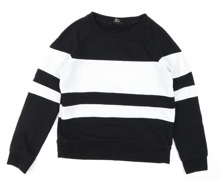 FOREVER 21 Womens Black Striped  Pullover Sweatshirt Size S