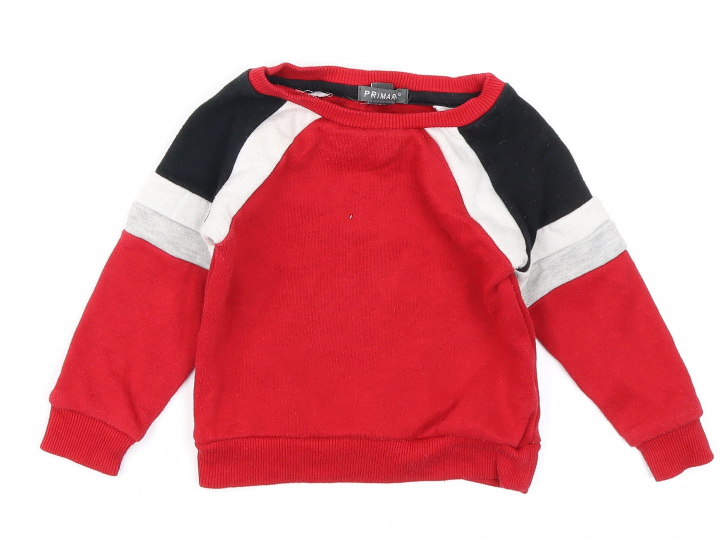 Primark Boys Red Colourblock  Pullover T-Shirt Size 12-18 Months