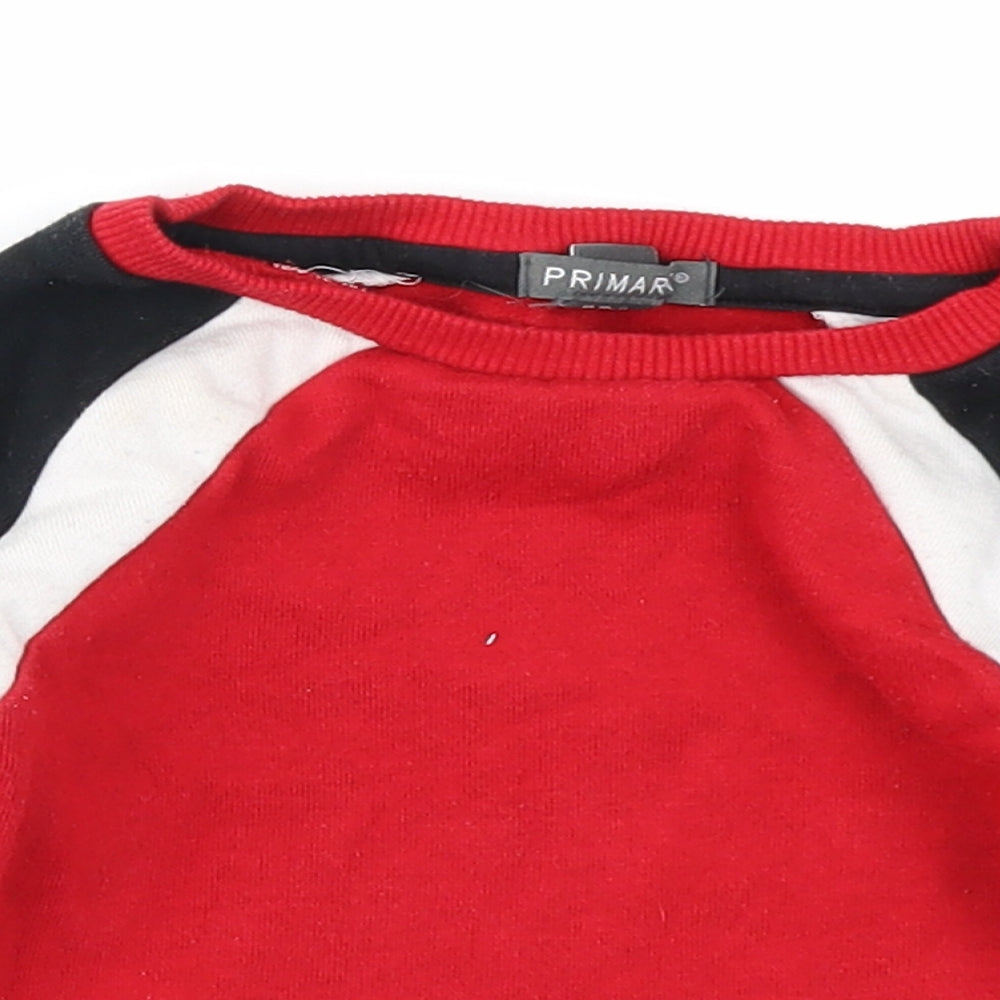 Primark Boys Red Colourblock  Pullover T-Shirt Size 12-18 Months