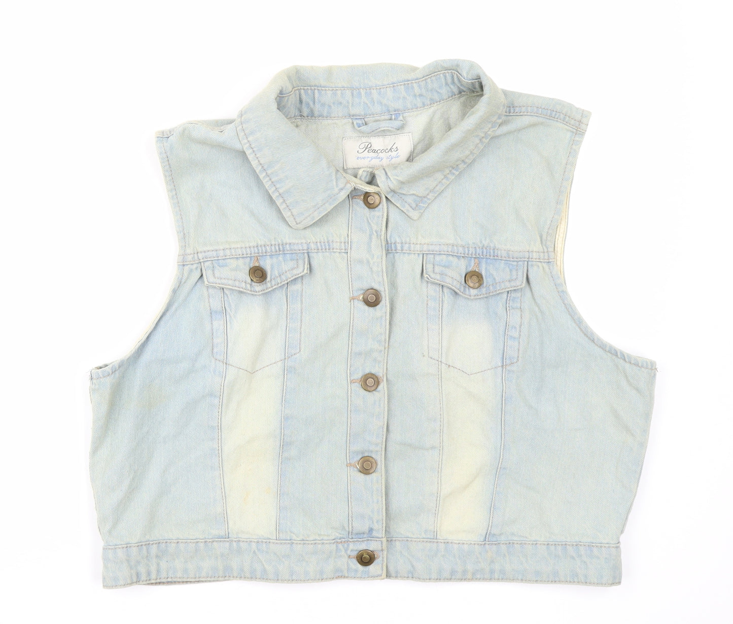 Peacocks Womens Blue  Denim Gilet Jacket Size 18