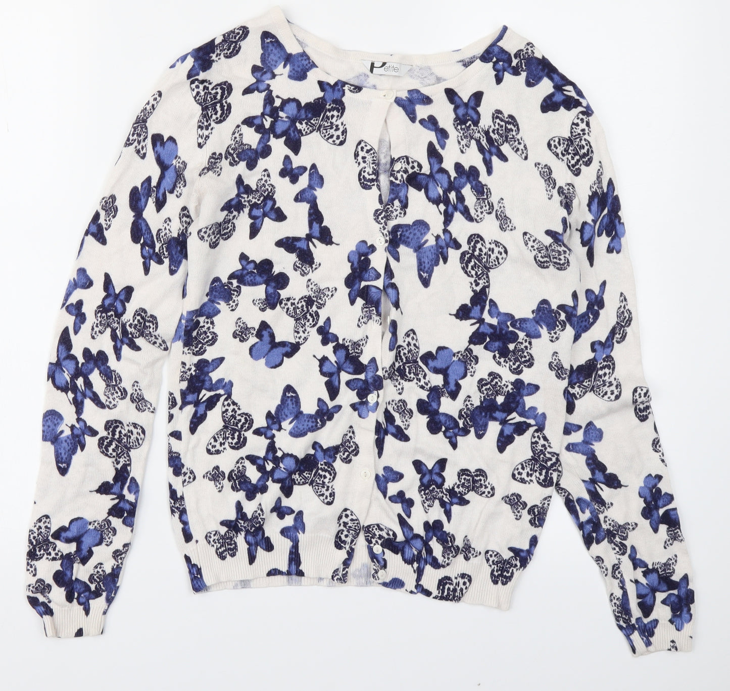 BHS Womens White Floral  Wrap Jumper Size 8