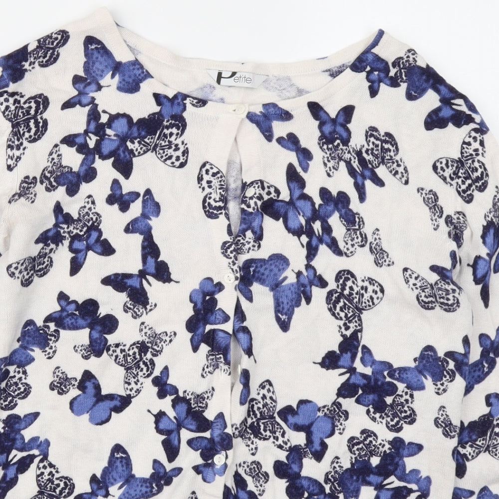 BHS Womens White Floral  Wrap Jumper Size 8