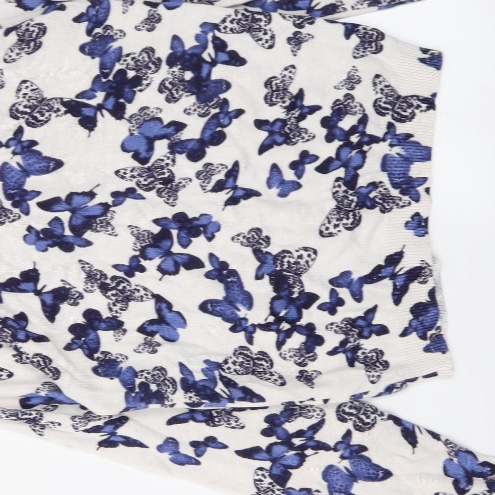 BHS Womens White Floral  Wrap Jumper Size 8