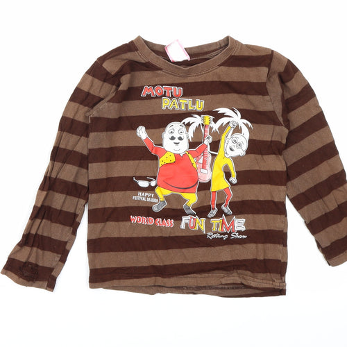Fisher Boys Brown Striped  Basic T-Shirt Size 2-3 Years