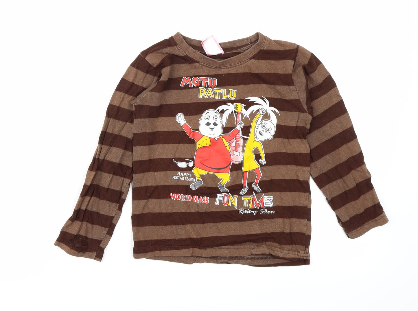 Fisher Boys Brown Striped  Basic T-Shirt Size 2-3 Years