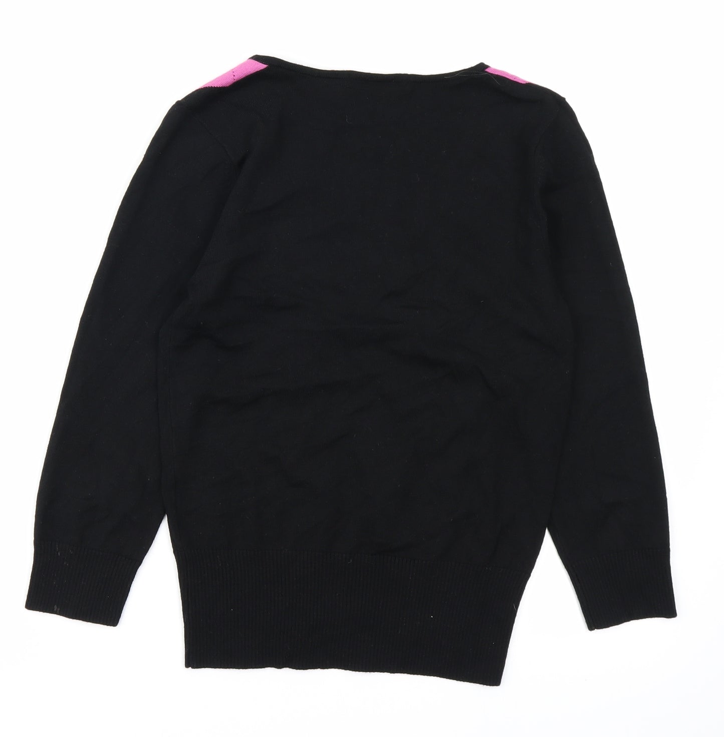 Marks & Spencer Womens Black Argyle/Diamond  Pullover Jumper Size 8