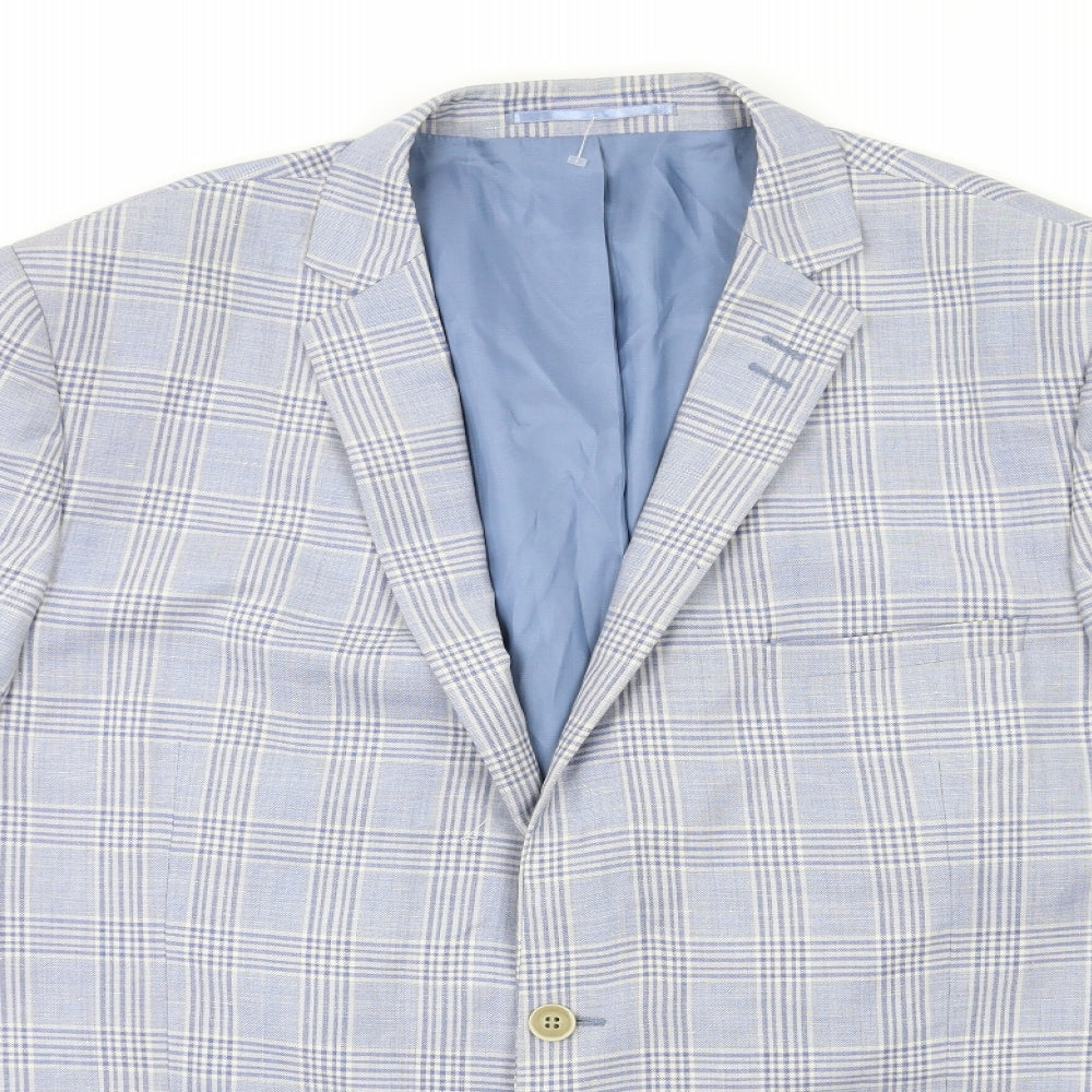 Preworn Mens Blue Check  Jacket Suit Jacket Size 56