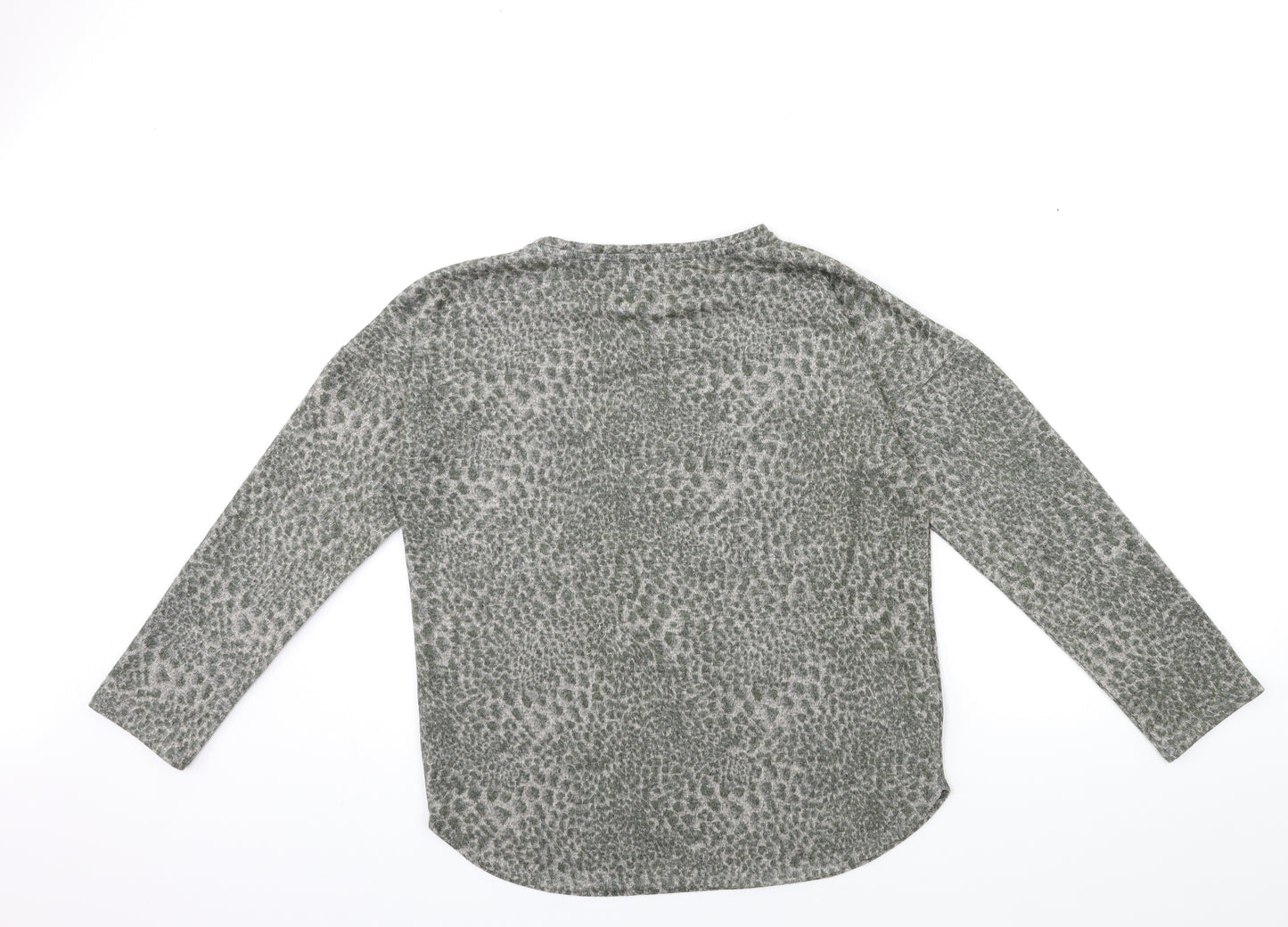 Nutmeg Womens Green Animal Print Knit Pullover Jumper Size 8