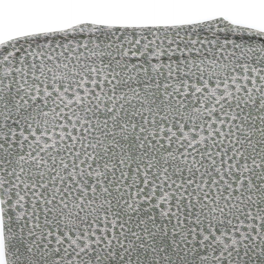Nutmeg Womens Green Animal Print Knit Pullover Jumper Size 8