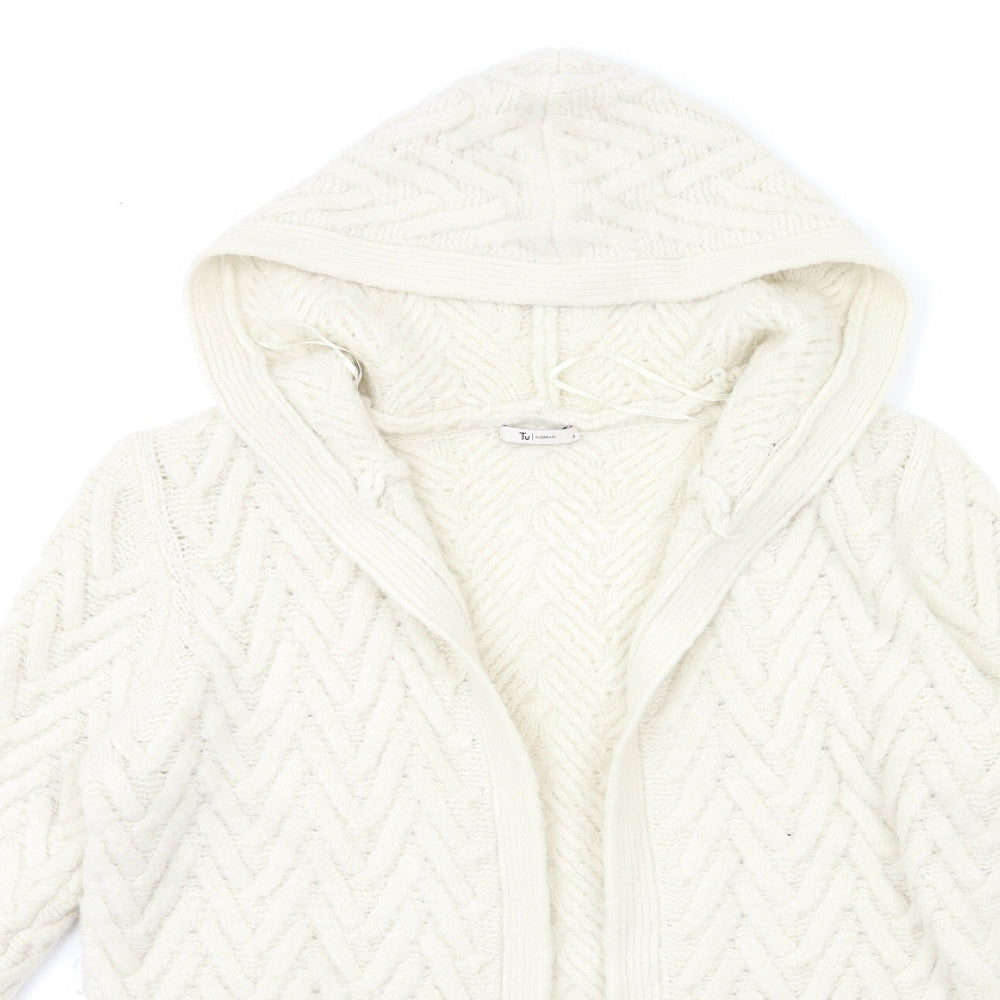 TU Womens White  Knit Cardigan Jumper Size 14