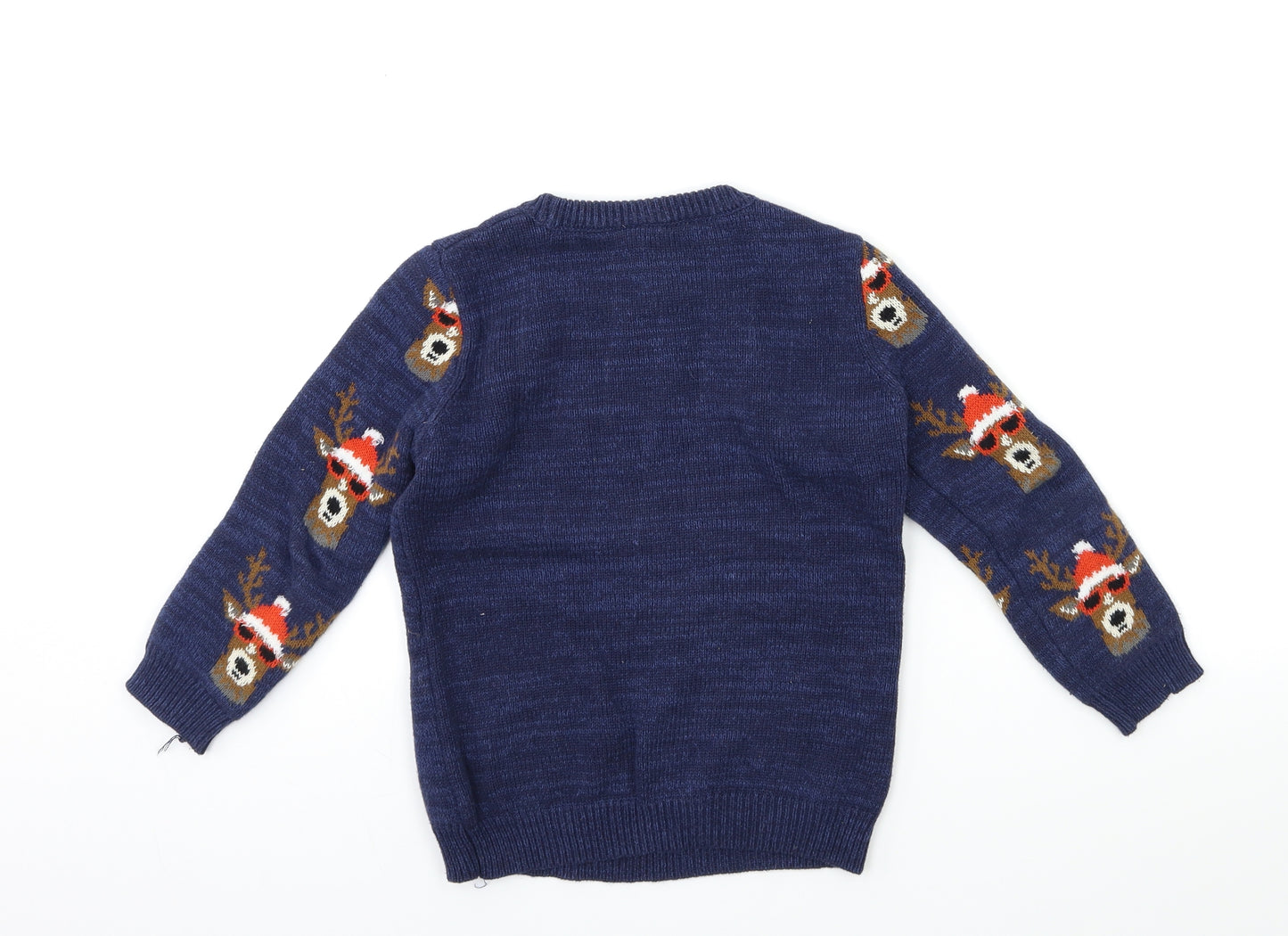 TU Boys Blue  Knit Pullover Jumper Size 5 Years  - CHRISTMAS
