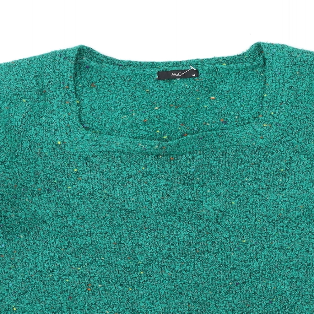 M&Co Womens Green  Knit Pullover Jumper Size 14