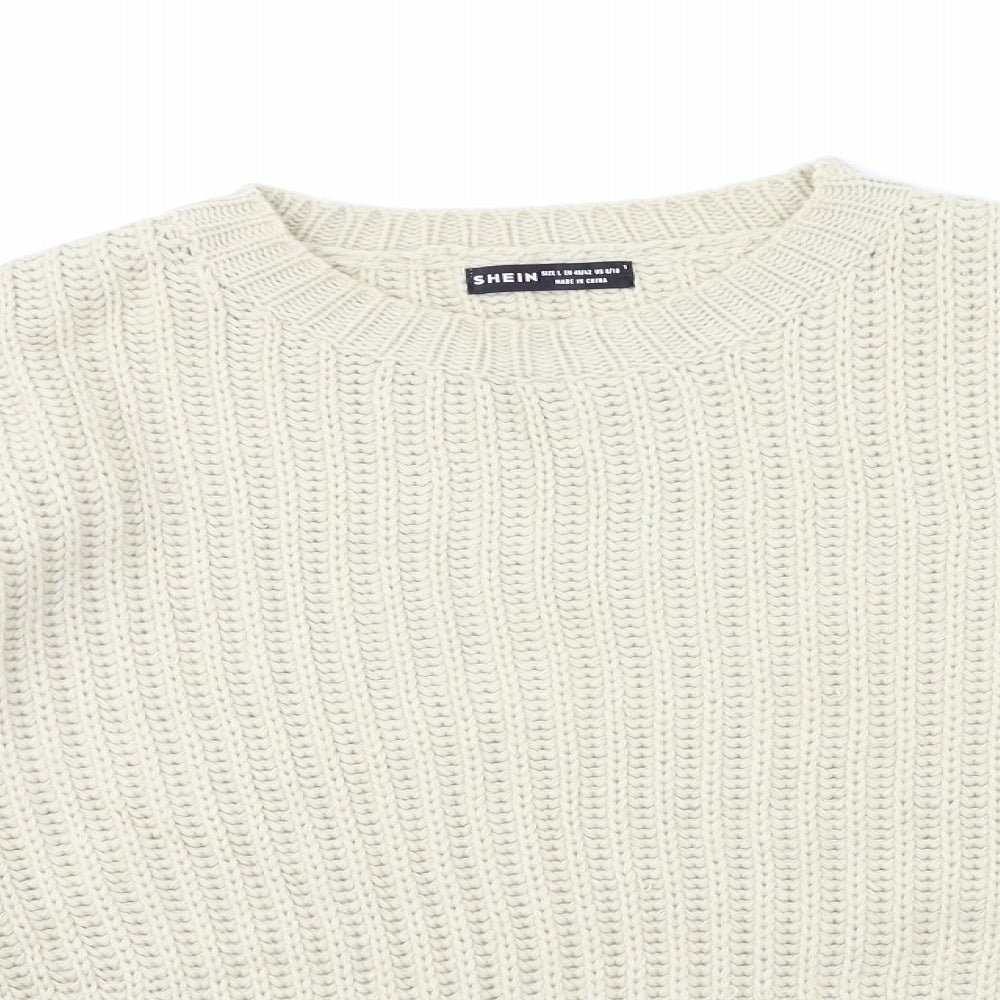 SheIn Womens Beige  Knit Pullover Jumper Size L