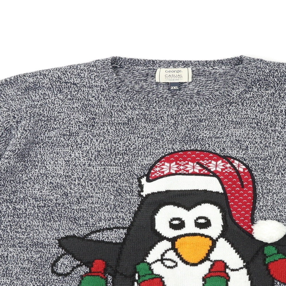 George Mens Blue  Knit Pullover Jumper Size 2XL  - CHRISTMAS