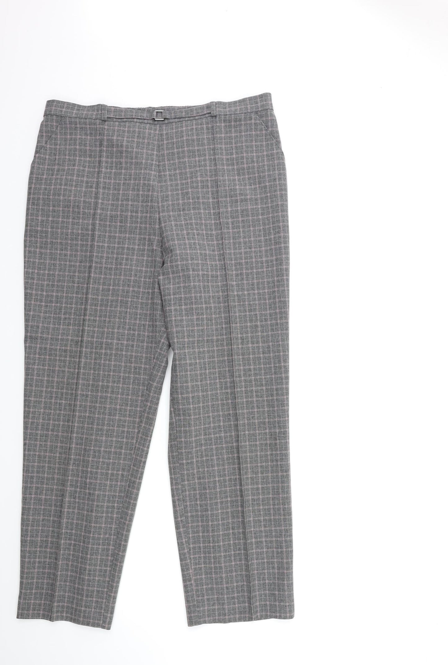 Marks and Spencer Womens Grey Check  Trousers  Size 16 L27 in