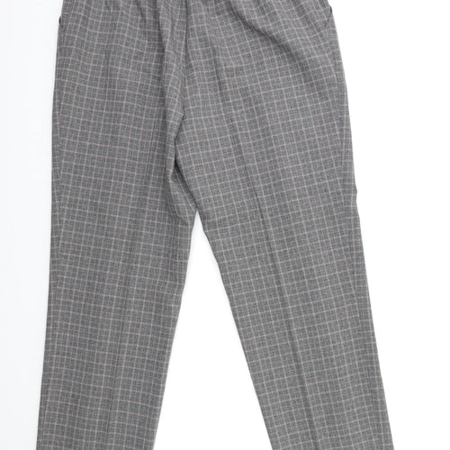 Marks and Spencer Womens Grey Check  Trousers  Size 16 L27 in