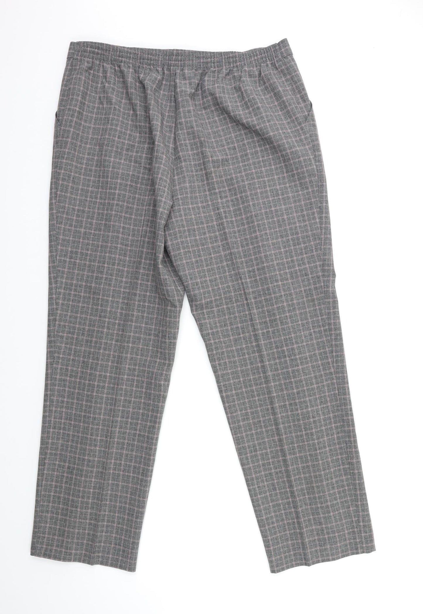 Marks and Spencer Womens Grey Check  Trousers  Size 16 L27 in