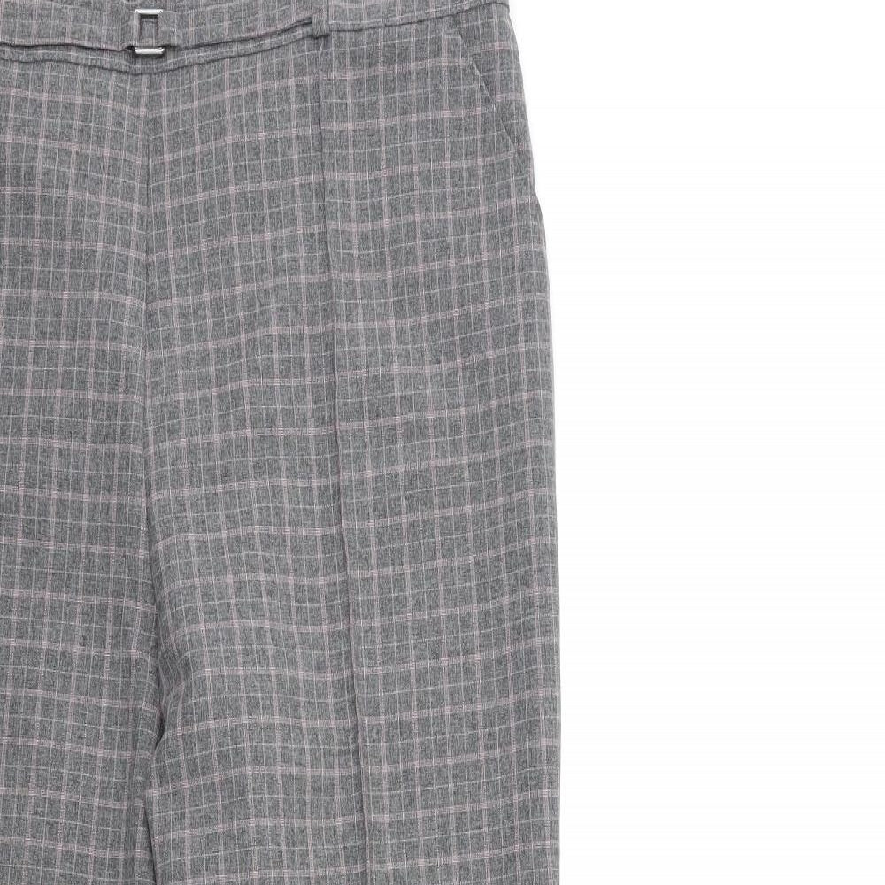 Marks and Spencer Womens Grey Check  Trousers  Size 16 L27 in