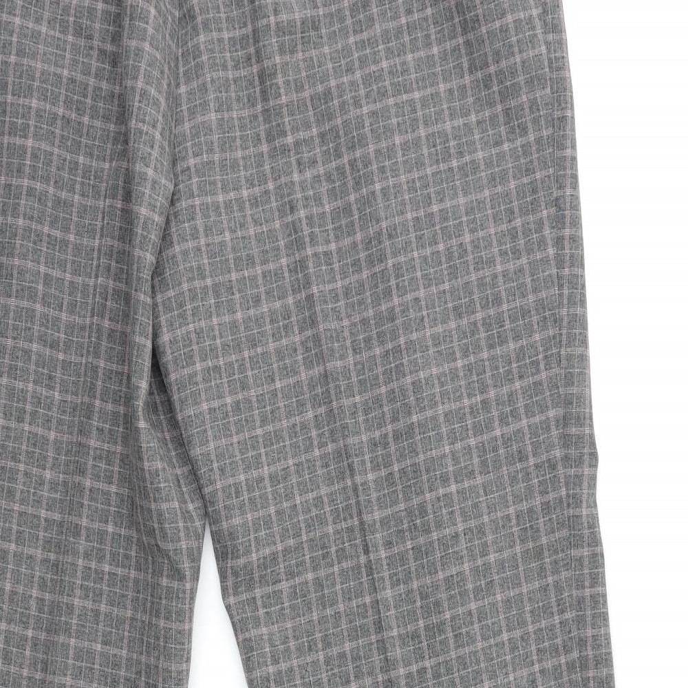 Marks and Spencer Womens Grey Check  Trousers  Size 16 L27 in