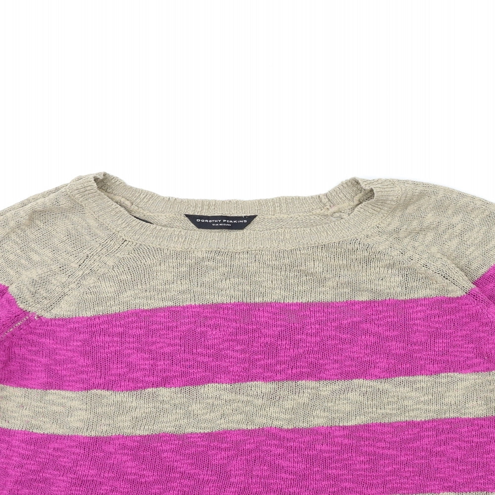 Dorothy Perkins Womens Beige Striped Knit Pullover Jumper Size 18