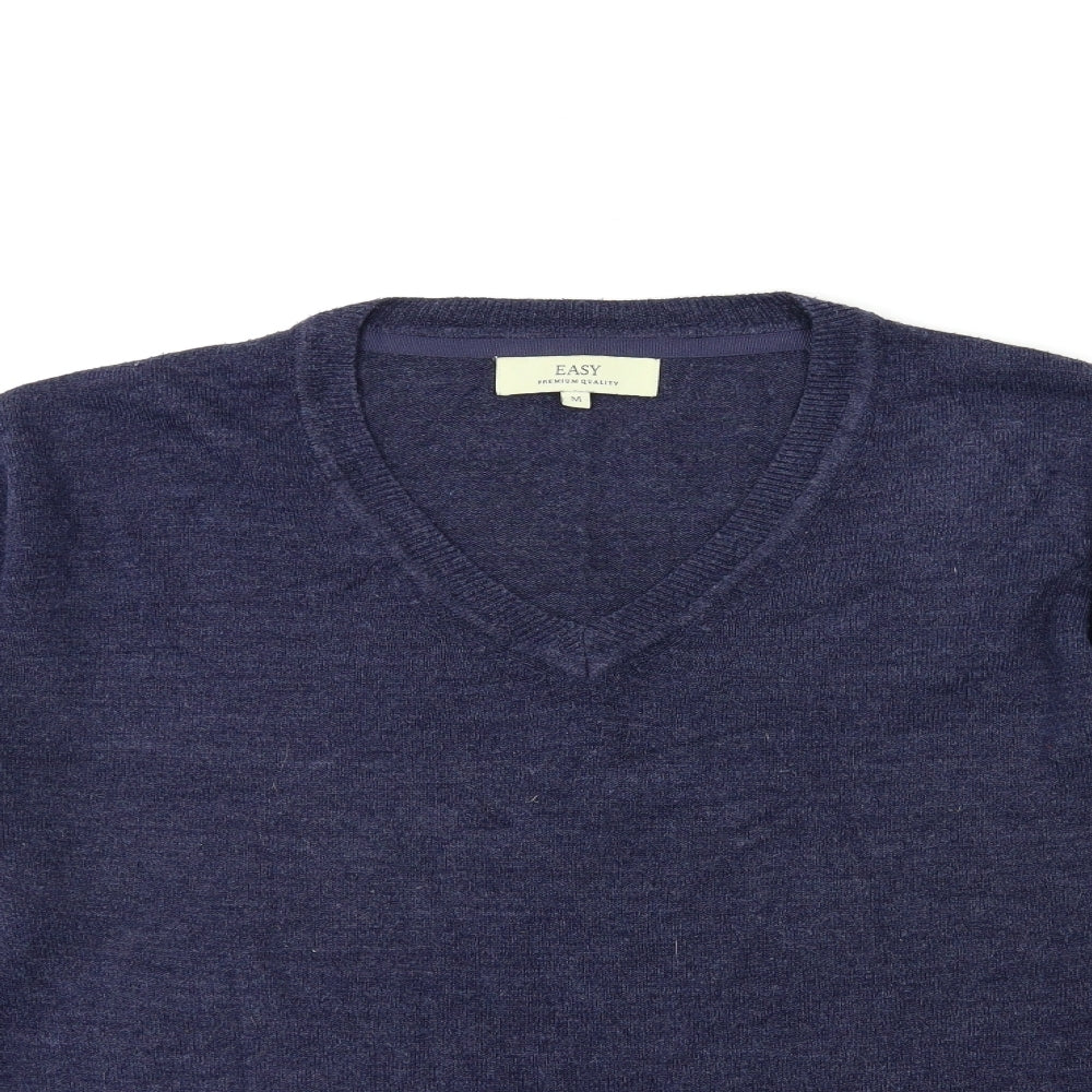 Easy Mens Blue  Knit Pullover Jumper Size M