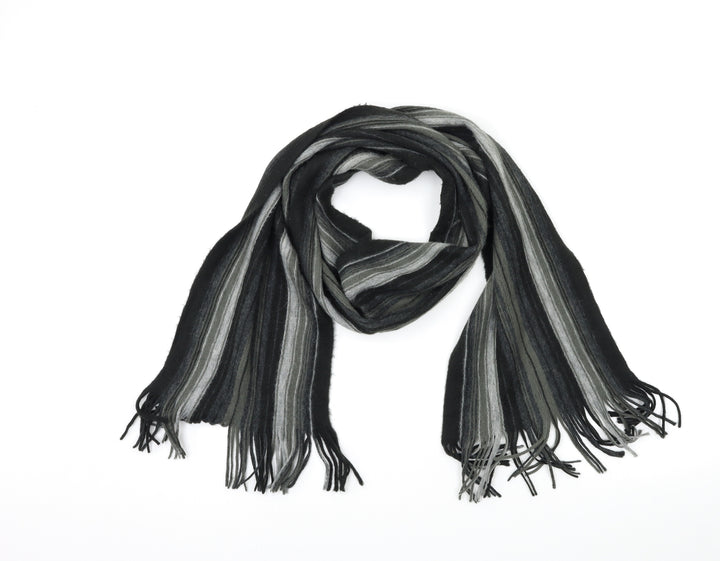 Preworn Mens Grey Striped Scarf