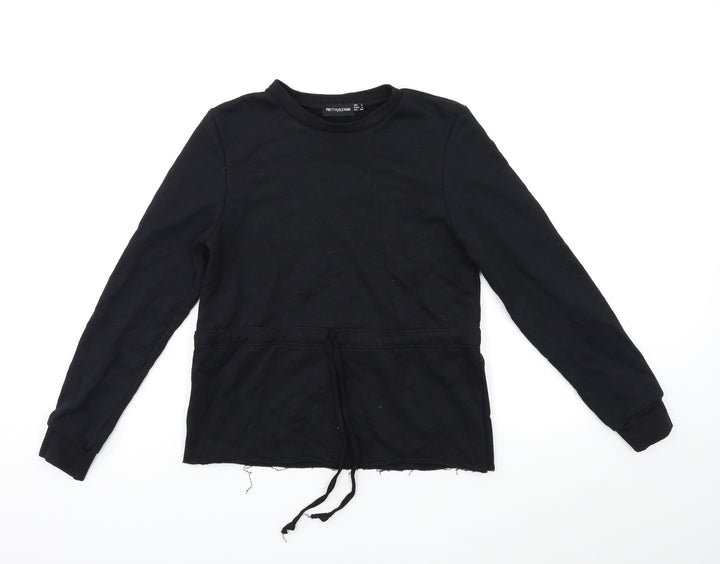 PRETTYLITTLETHING Womens Black   Pullover Sweatshirt Size 8