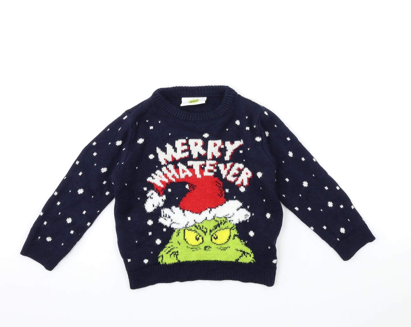 Primark Boys Blue  Knit Pullover Jumper Size 4-5 Years  - CHRISTMAS