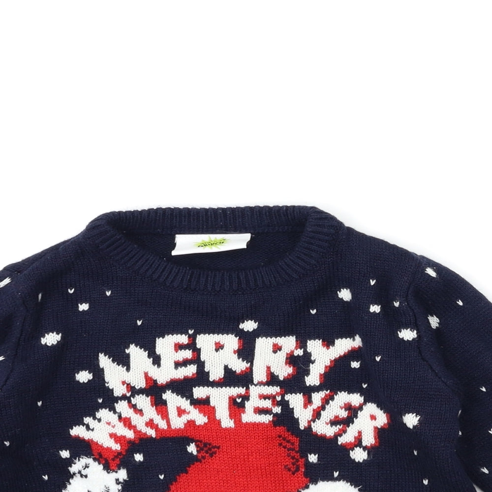 Primark Boys Blue  Knit Pullover Jumper Size 4-5 Years  - CHRISTMAS